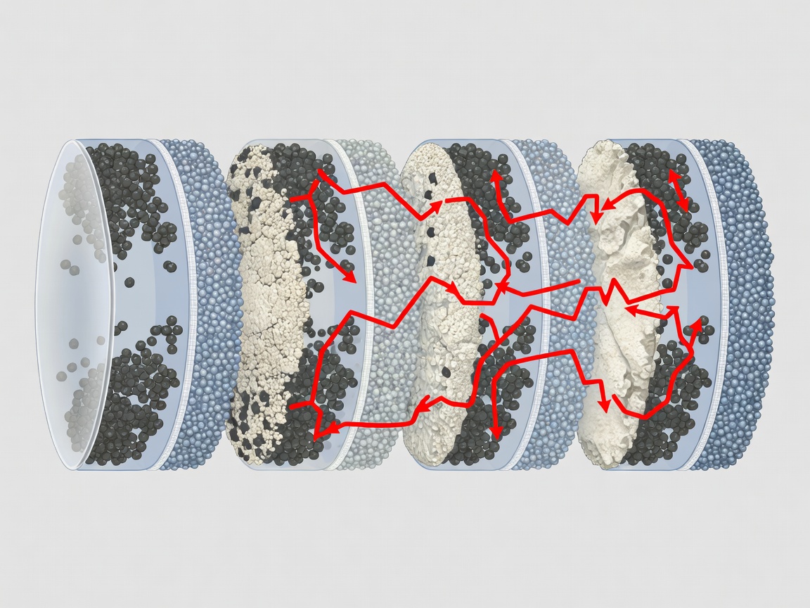 Lithium cell aging diagram illustrating SEI layer growth and internal resistance